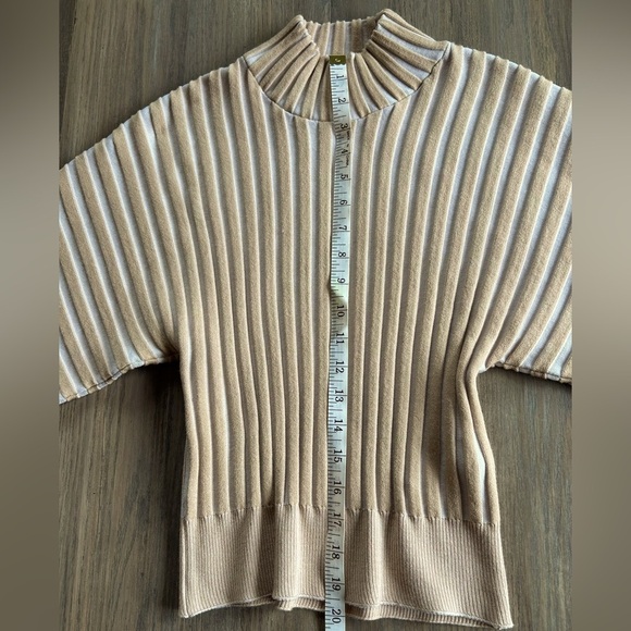 Free People Boho Chic Mad Chill Beige Cream Striped Ribbed Mock Turtleneck Sz Sm - Picture 13 of 16